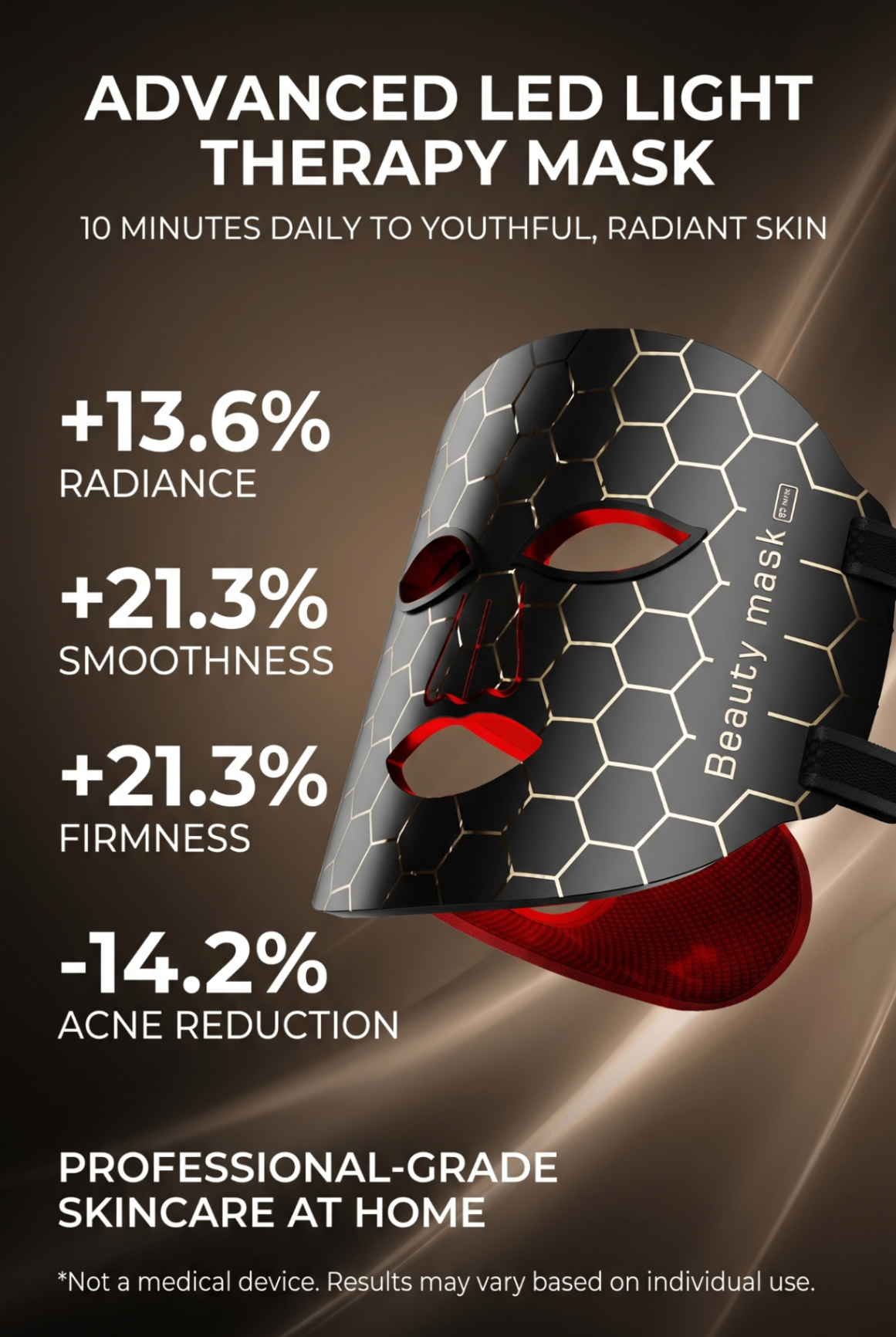 Infographic showing radiance, smoothness, firmness, and acne reduction benefits